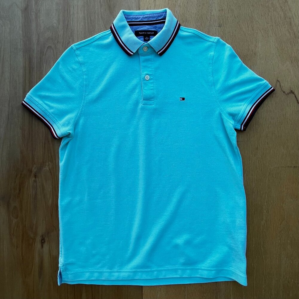 TOMMY HILFIGER TEAL POLO SHIRT WOMEN’S sz XS Short Sleeve